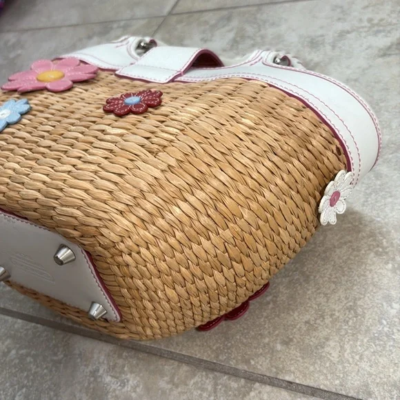 Vintage Coach Straw Bag with Daisies A04K-4443 Limited Edition/Rare - Picture 7 of 16